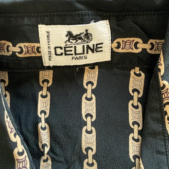 Céline Vintage black silk chain print blouse button down shirt, size US 2-4 - Picture 10 of 10